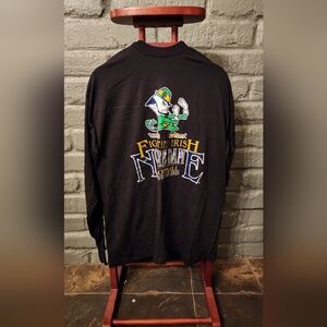 Black Notre Dame Fighting Irish Long Sleeve Shirt XL Classic Design From 90s NWT